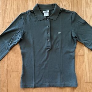 Lacoste Olive Long Sleeve Polo women size 38